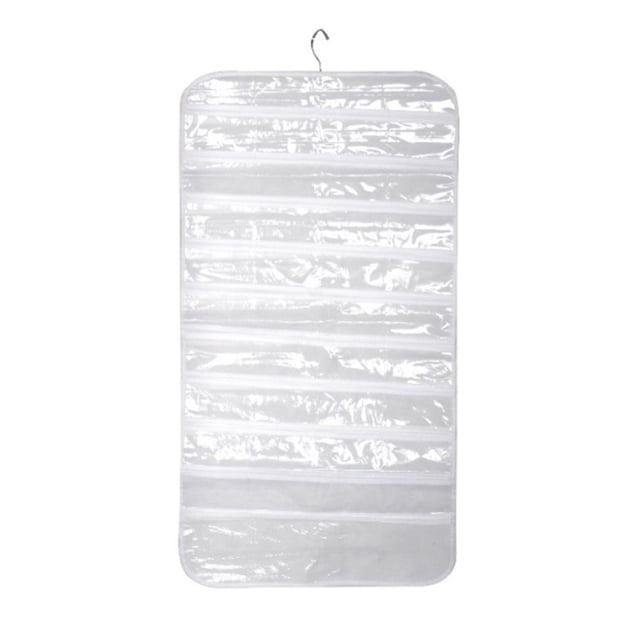 Organizador de joyas colgante de doble cara para armario de pared, con 80 bolsillos (blanco)