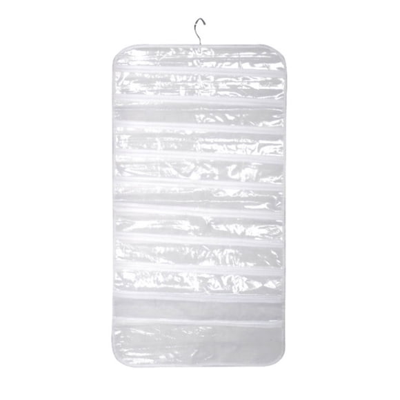 Hanging Jewelry Organizer Double-sided Closet Wall Jewelry Holder Bag with 80 Pockets (White)