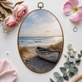 thumbnail image 7 of Canvas Wall Art Beach Nautical Boat Ocean Seagull Sea Bird Seashore Blue Wooden Grass Oval Framed Canvas Prints Vintage Wall Hanging Decor for Home Decorations 8.6"x11.4", 7 of 7