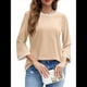 thumbnail image 3 of Blusas de 3/4 para Mujer, Elegantes, Informales, con Cuello Redondo, Holgadas y A , para Albaricoque S, 3 of 8