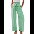 thumbnail image 1 of Pantalones de Salón Anchos para Mujer con Bolsillos, Cintura Alta, Ajustables, con Nudo y Holgados. Verde XXL, 1 of 7
