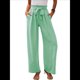 thumbnail image 1 of Pantalones de Salón Anchos para Mujer con Bolsillos, Cintura Alta, Ajustables, con Nudo y Holgados. Verde M, 1 of 7