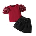 thumbnail image 3 of WOLLED Toddler Kids Girl Summer T-Shirt Set 1-7Y Baby Solid Colour Pullover T-Shirt Top and Slim Shorts Set Baby Cute Clothing Outfits, 3 of 8