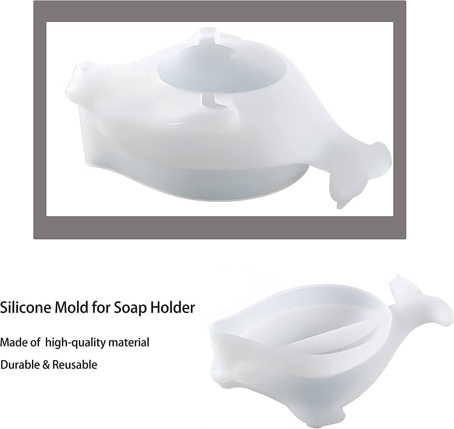ABCISI Dolphin Shaped Silicone Resin Mold, Dolphin Self-Draining Soap Holder DIY Mold, Epoxy Resin Casting Soap Tray Mold for Bathroom, Unique Mold Design for Home Decoration