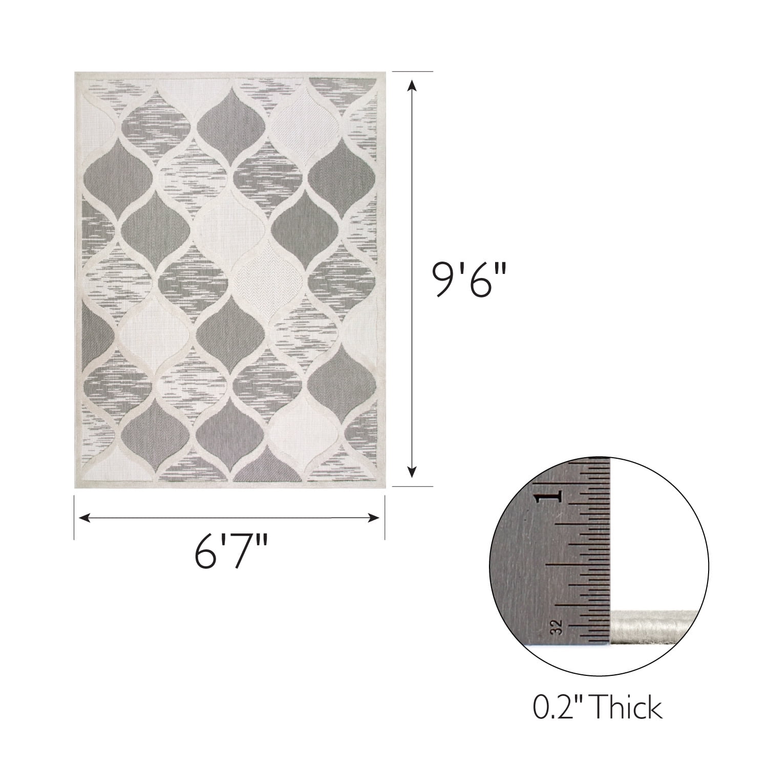 Leick Home 596593 Laurus Quatrefoil Indoor Outdoor Area Rug Rectangle 6'7"x9'6"