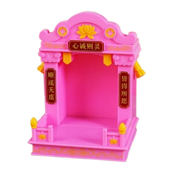Shangren Buddha Shelf Statue Stand Chinese Decor Multifunctional Pooja Table Figurine Pink