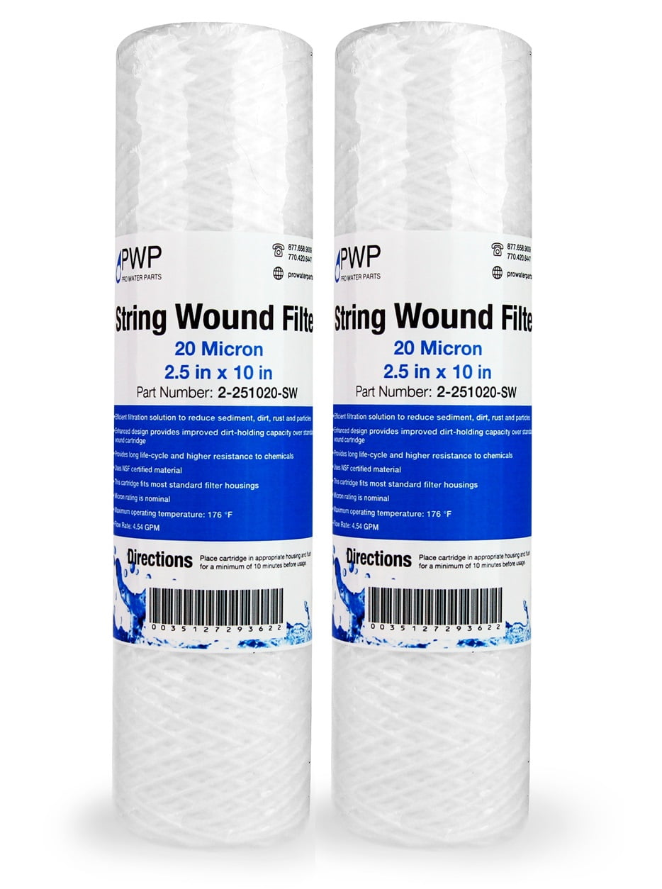 3 pack  of 20 inch String Wound 10 Micron Sediment Pre Water Filter 20"