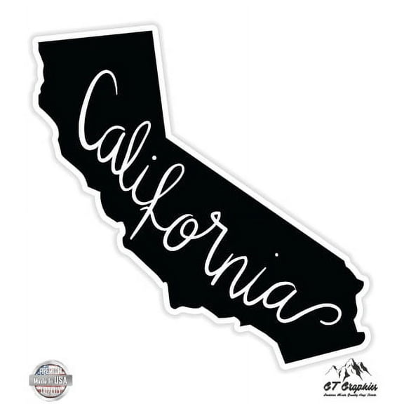 California State Shape - 3" Vinyl Sticker - For Car Laptop I-Pad Phone Helmet Hard Hat - Waterproof Decal