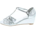 thumbnail image 2 of Blaze04 Rhinestone Peep Toe Cut Out Ankle Strap Low Wedge Dress Sandal, 2 of 7