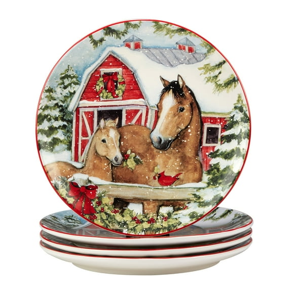 Certified International  Homestead Christmas 11" Dinner Plates, Set of 4