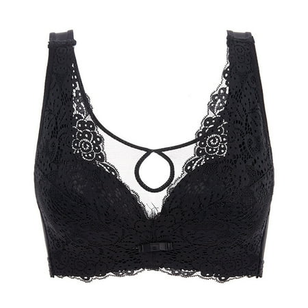 Yyeselk Women s Everyday Bras Lace Push Up Breathable Bras Full Coverage Comfortable Daily Bra Sleeping Underwear Black 38