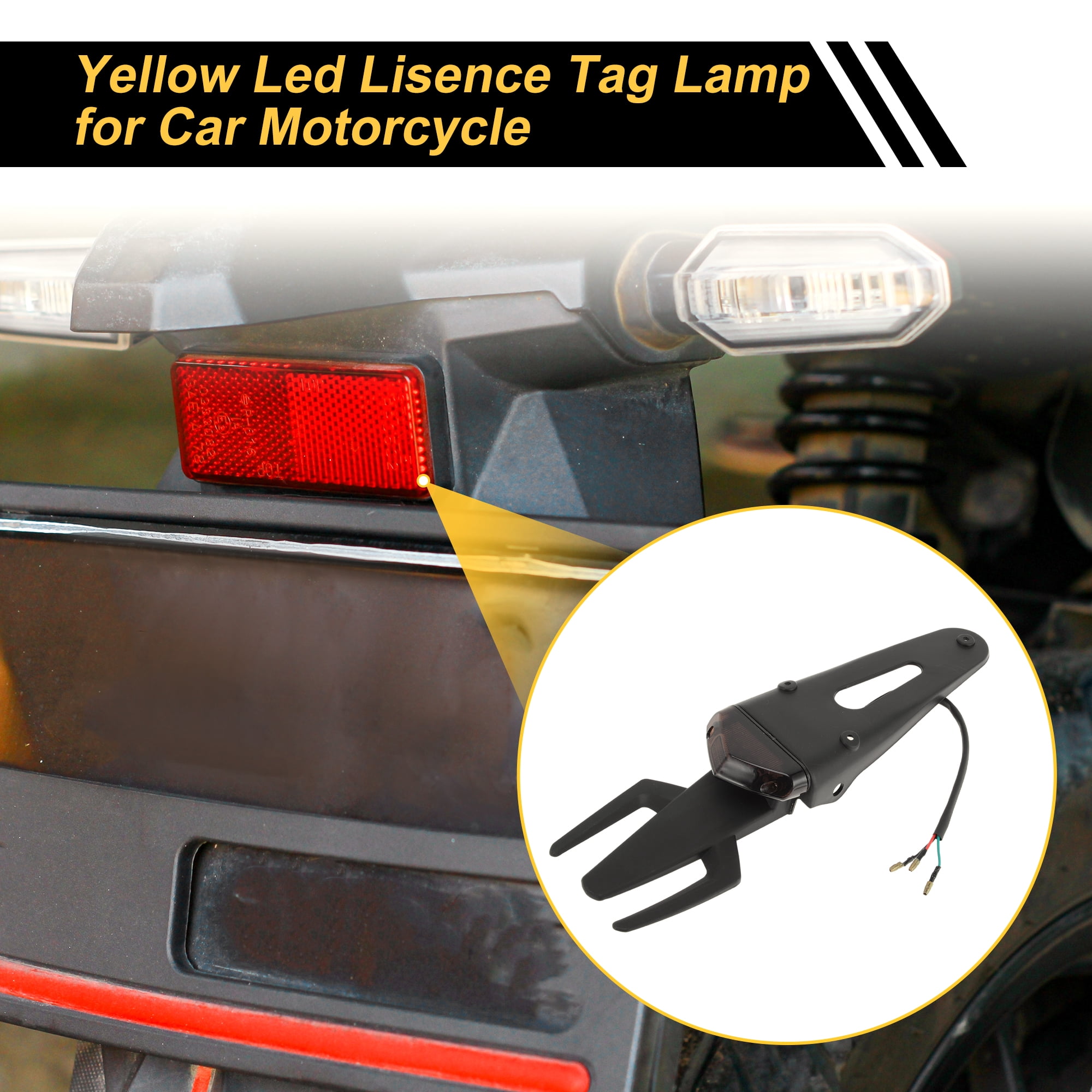 1Pcs License Plate Light 12V LED Tag Lamp for Car Motorcycle Waterproof Rainproof Yellow License Plate Light License Plate Light