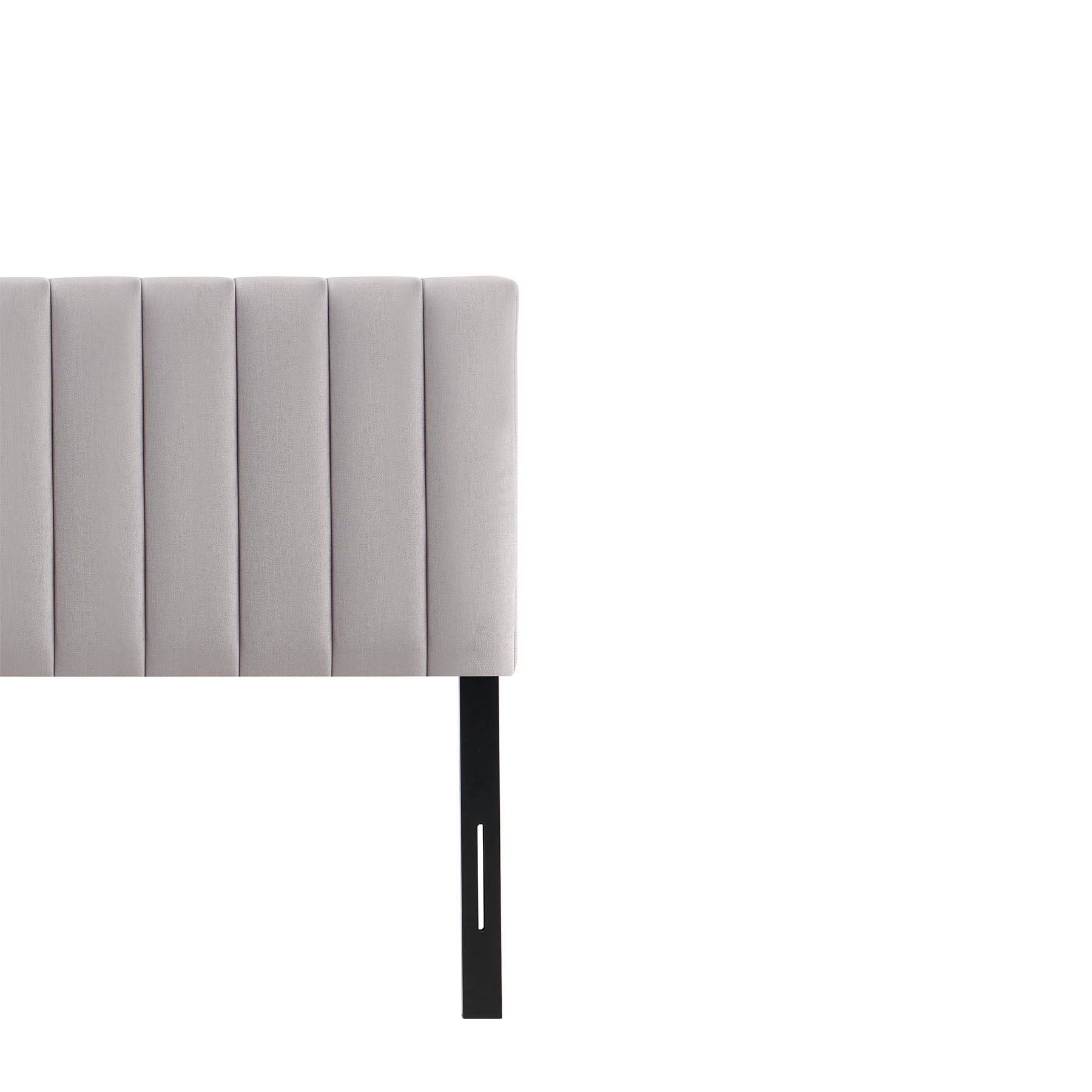 Light Grey Modern Channel-Tufted Headboard, Queen