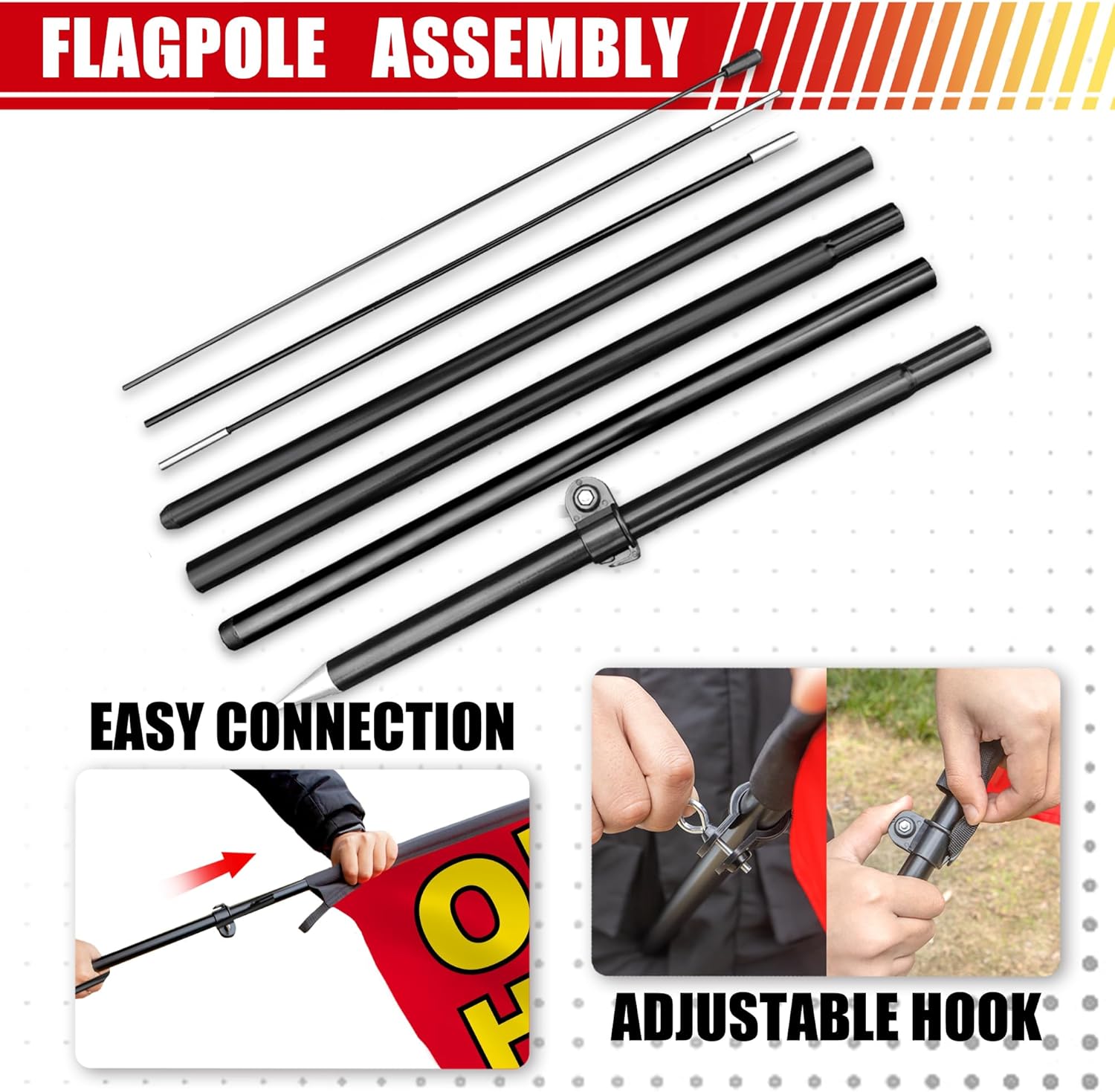 Anley 7.5 FT Open House Feather Flag Banner Kit - Outdoor Swooper Advertising Flags with Pole and Stake - Property Display Sign for Homes, Real Estate Events - Weather Resistant & Easy Setup