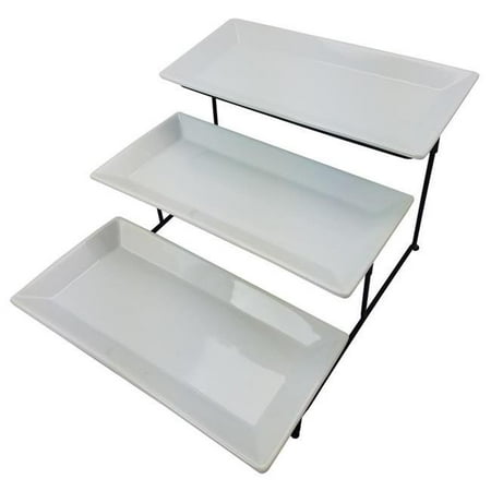

Gracious Dining 3 Tier Plate Set with Metal Stand White