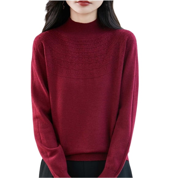 BLVB Womens Sweaters Mock Neck Long Sleeve Tops Knit Soft Pullover Sweaters Cozy Dressy Casual Shirts Fashion Clothing
