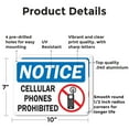 thumbnail image 2 of (2 Pack) Cellular Phones Prohibited with Graphic OSHA Notice Sign 10 Inch X 7 Inch Indoor / Outdoor Rust-Free Aluminum Metal Signs for Workplace, Workshop, and Construction Site, Made, 2 of 8