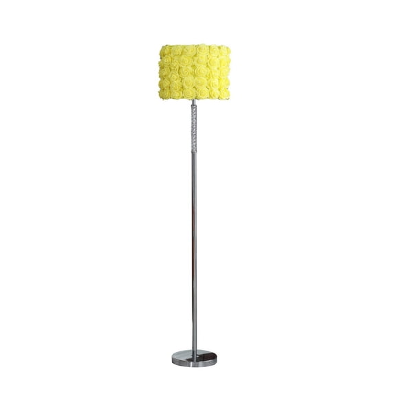 63"In Yellow Roses In Acrylic/Metal Floor Lamp