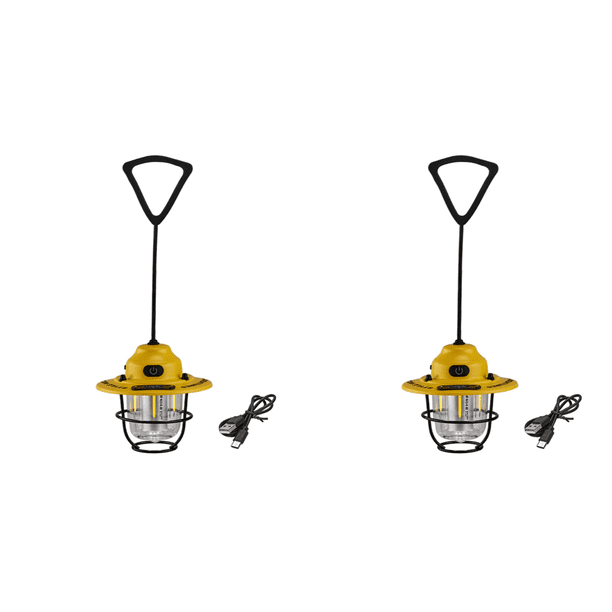 Lámpara LED colgante para acampar Lámpara impermeable IPX4 con carga USB para cortes (amarillo)