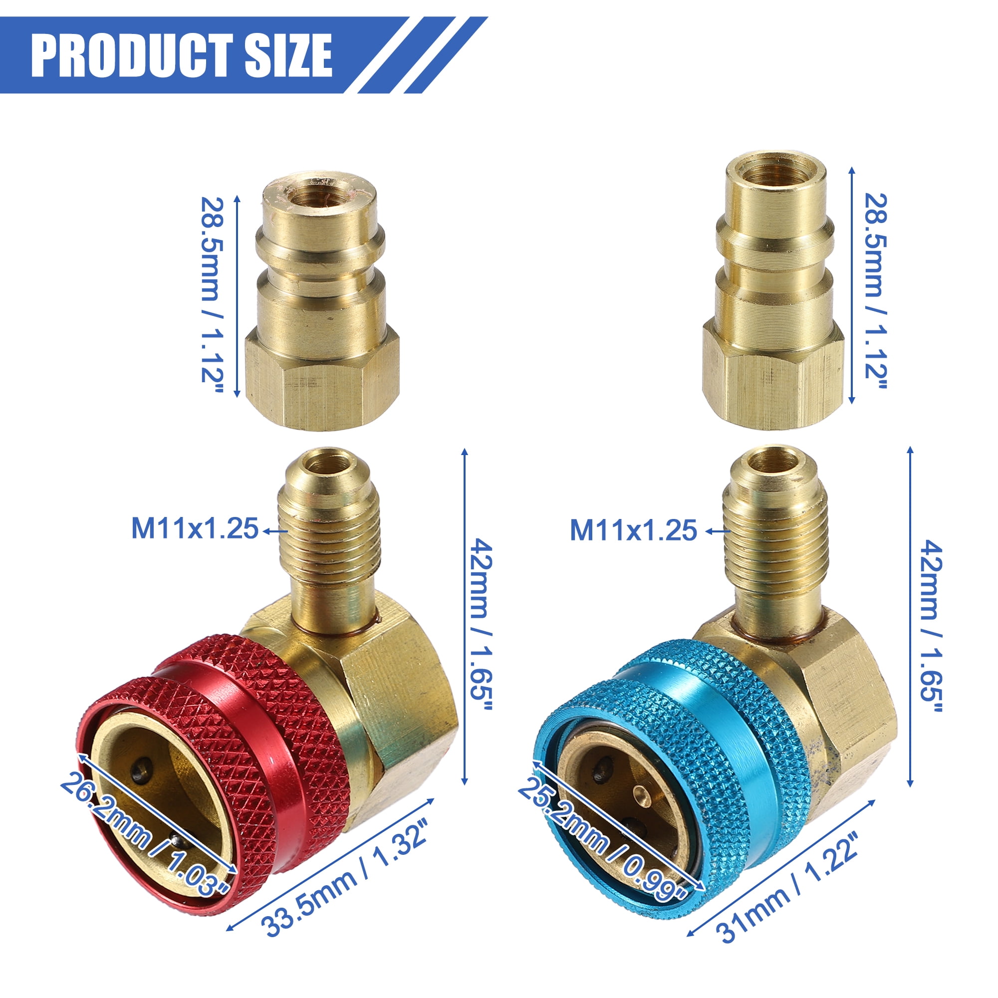 2-Piece 90 Degree A/C Quick Coupler Adapter - Converts High & Low Side Ports For Charging 6 thumbnail image