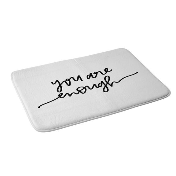 Society6 Chelcey Tate You Are Enough Bw Bath Mat 34" x 21"