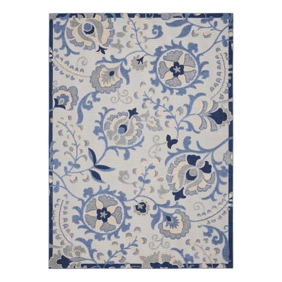 Pemberly Row 10' x 13' Blue Gray Fabric Farmhouse Area Rug (10' x 13')