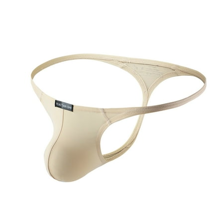 Gubotare Mens Underwear Boxer Briefs Men Seamless Underwear Ice Silk See-Through Briefs Underwear Shorts Ultra-Thin Mini Bikini Beige M