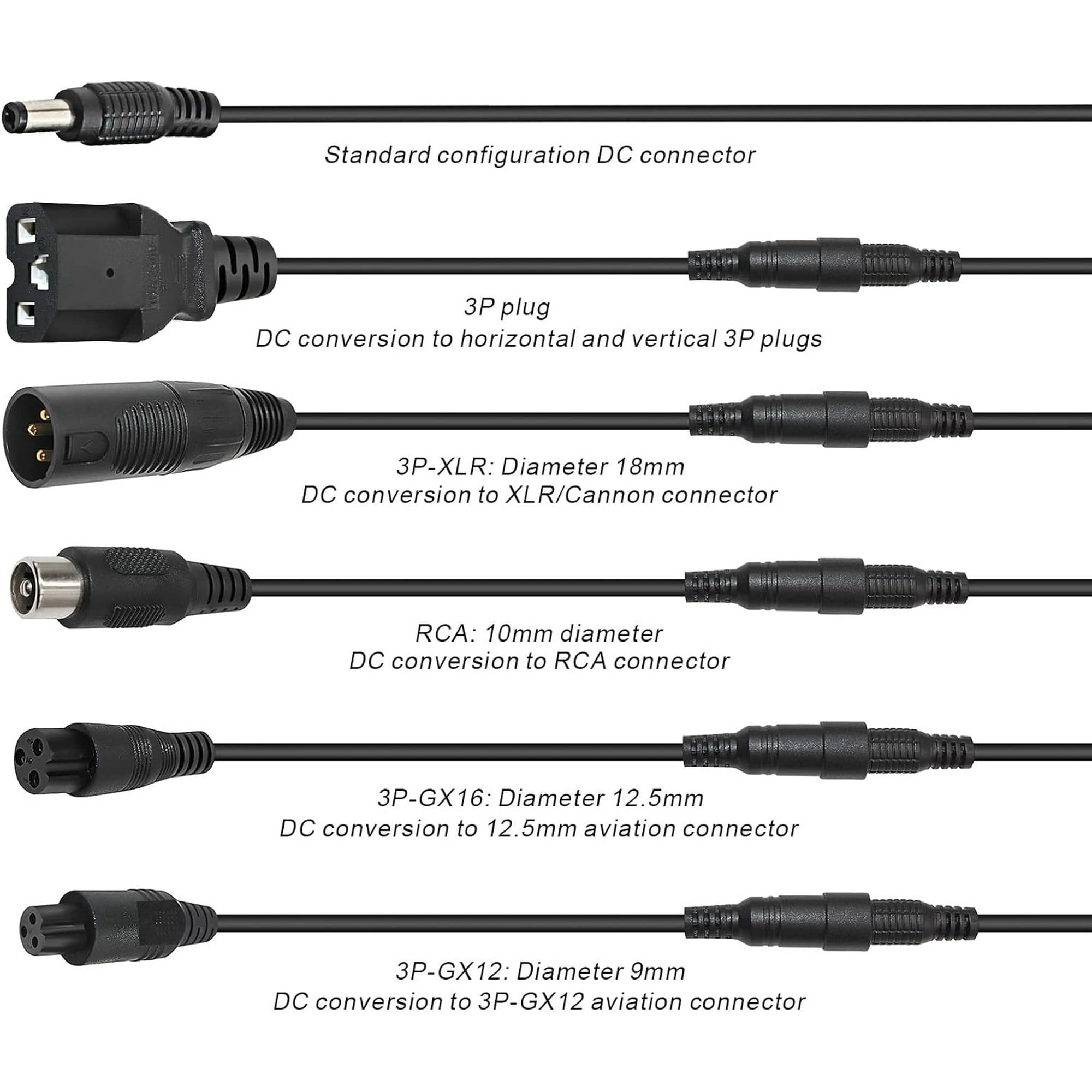 54.6V 2A Charger with 7 in 1 Plugs Output Heads, for 48V-54.6V Li-ion Battery