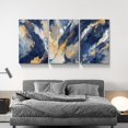 thumbnail image 6 of 3 Piece Abstract Wall Art Blue and Gold Paintings Minimalist Wall Decor Graffiti Poster Modern Artwork Picture HD Canvas Print,Framed for Living Room Bedroom Bathroom, 12"x16"x3 Panels, 6 of 6