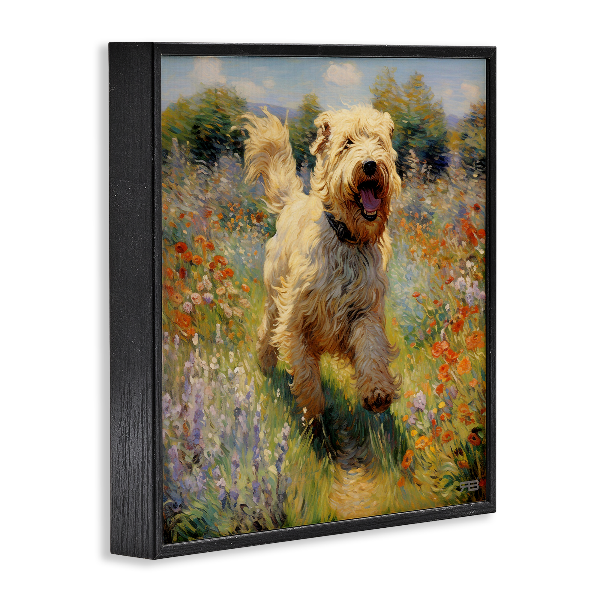 Stupell Industries Happy Running Terrier Dog Animals & Insects Painting Black Framed Art Print Wall Art, 12 x 12