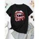 thumbnail image 2 of Camiseta Suelta para Mujer Primavera VeranoWomen's Casual Polyester T-Shirt | Diamond Lips Print | Round Neck, Short Sleeve | Stretchy & Machine Washable | All-Season Comfort Fit | Glossy Finish | T, 2 of 6