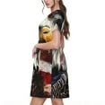 thumbnail image 2 of Fotbe Robe Rétro Motif Aigle Américain Décontractée Mode Femme Manches Courtes Robe Maxi Robe T-Shirt Rayée Longue à Blocs de Couleur, 2 of 6