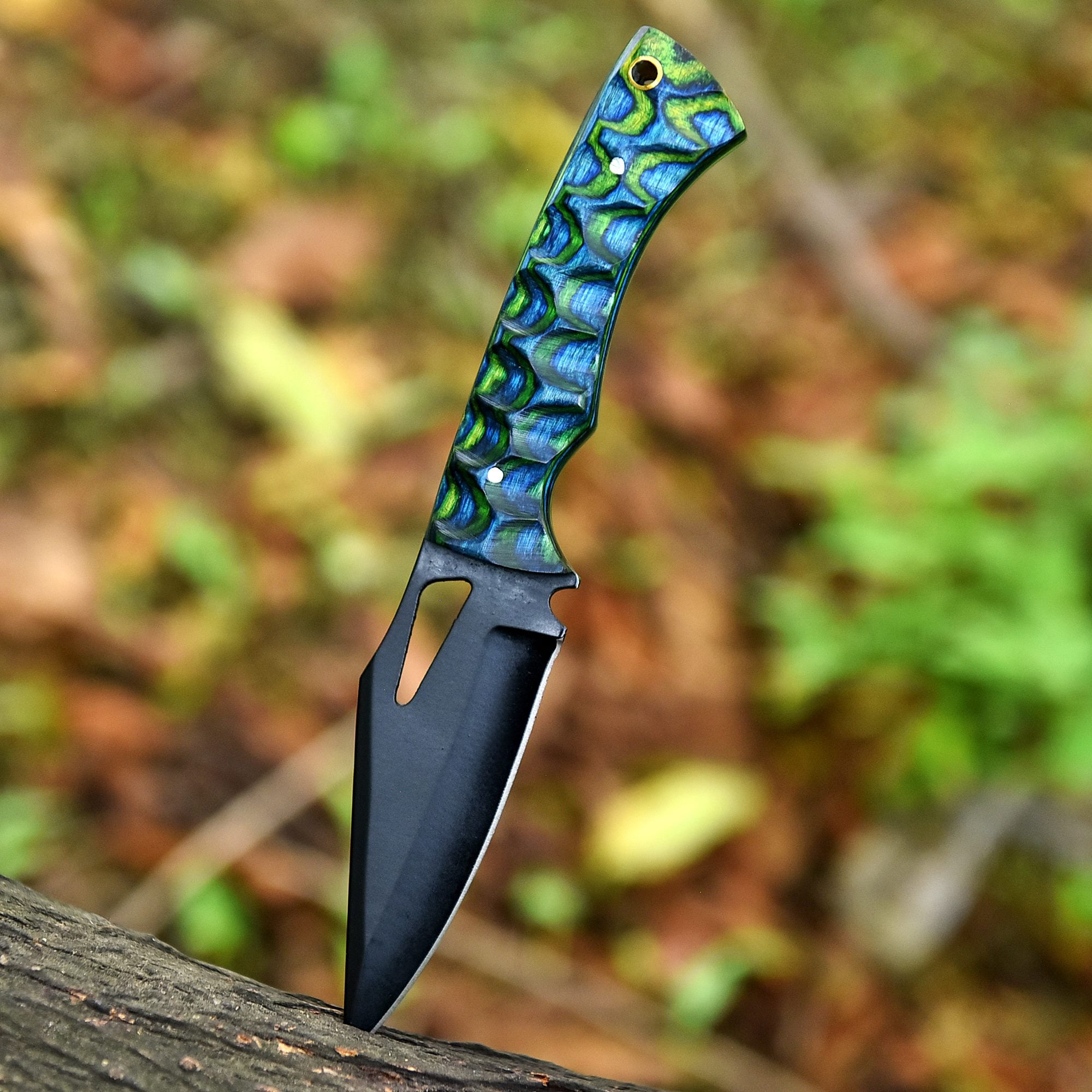 Handmade Damascus Steel Hunting Knife/Skinning Knife SS-17594( Green and Black)