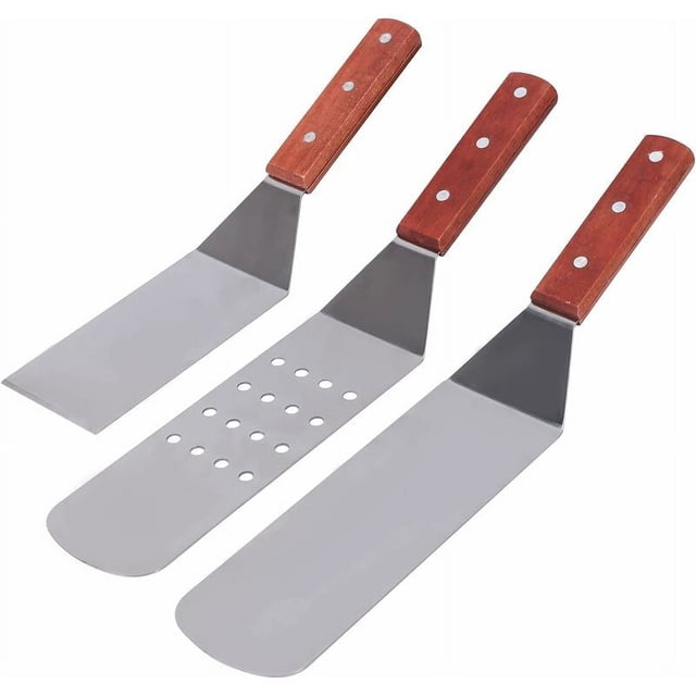 Jinsinto 3PCS Stainless Steel Plancha Spatula Plancha Kit Barbecue Utensils Spatulas Stainless Steel Plancha Spatula Accessory for Flat Cooking on the Barbecue Grill kit -