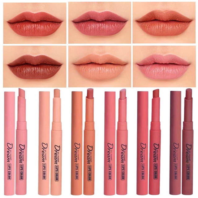 SIfdSeng Rouge à Lèvres Velours Mat Ensemble de Rouges à Lèvres Longue Tenue Imperméable Antiadhésif 6 Ensembles Maquillage des Lèvres Essentiels de Rendez-Vous Brillant à Lèvres Teinture pour les Lèvres Nude