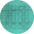 thumbnail image 1 of Ahgly Company Machine Washable Indoor Round Oriental Turquoise Blue Industrial Area Rugs, 5' Round, 1 of 4