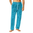 thumbnail image 2 of Hearthz Men's Fleece Pajama Pants Sky Blue Winter Thick Thermal Drawstring Lounge Pants Sleep Bottoms Elastic Waisted Mens Pajamas Pants with Pocket, 2 of 10