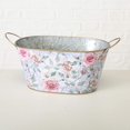 thumbnail image 7 of 3 Pack Galvanized Oval Planters, English Rose Garden Pattern, Rolled Rims, Gold Handles, 13.5, 11.75, 10.75 Inches Long Botanical Themed, 7 of 7