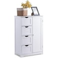 thumbnail image 7 of GLACER Bathroom Floor Cabinet, Multifunctional Storage Cabinet with 4 Drawers and 1 Door, Wooden Side Storage Organizer for Bathroom, Living Room or Kitchen, 22 x 12 x 32 inches (White), 7 of 7