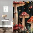 thumbnail image 2 of Patifu Mushrooms Butterflies Forest Graphic Print Polyester Stylish Bathroom Décor Set with Hooks 100% Polyester Bathroom Curtain Decoration Shower Curtain Set 36"x72, 2 of 7