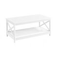 thumbnail image 4 of Alden Design  39.5 in 2-Tier Wood x Design Coffee Table with Storage Shelf for Living Room, White, 4 of 11