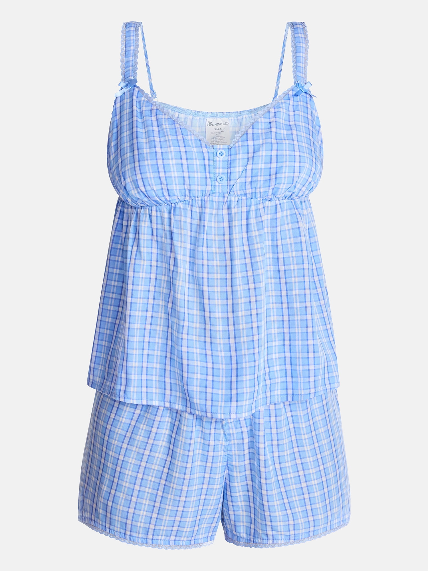 No Boundaries Woven Cami Top and Shorts Sleep Set, 2-Piece, Women's XS-XXL
