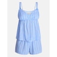 thumbnail image 5 of No Boundaries Woven Cami Top and Shorts Sleep Set, 2-Piece, Women's XS-XXL, 5 of 5