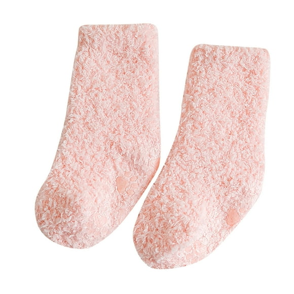 GDREDA Compression Socks Women Baby Socks In Autumn and Winter Fashionable and Solid Color Coral Velvet Floor Socks Non Toddler Socks Comfortable and Cute Pink,S