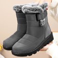 thumbnail image 5 of JUSLIO Boots for Women Flat Boots Womens Snow Boots Ankle Boots Round Toe Fashion Casual Slip On Mid Calf Boots Plus Size Boots, 5 of 6