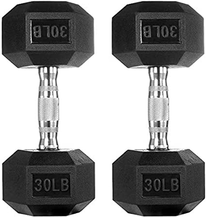 PAPABABE Dumbbells Free Weights Dumbbells Weight Set Rubber Coated cast Iron Hex Black Dumbbell Pair 