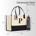 thumbnail image 5 of Salt Earth 100% algodón personalizado todos los días bolsa de mano con inicial de lona para mujer con monograma grande bolsa de utilidad para viajes en la playa, comestibles, el mejor regalo para cump, 5 of 5