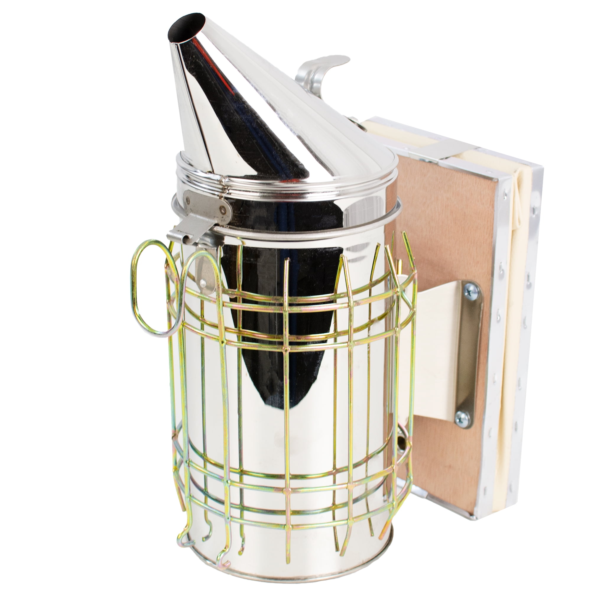 Bee Hive Smoker with Heat Shield Calming Beekeeping Equipment Steel & leather 
