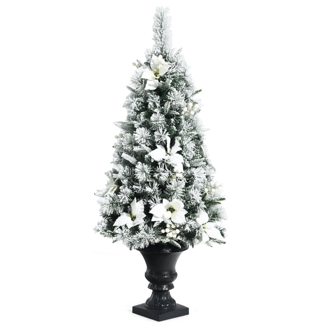Patiojoy 4ft Artificial Christmas Tree Pre-lit Entrance Tree Xmas Tree w/ 100 Warm White LED Lights