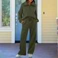thumbnail image 2 of Prolriy Sweatsuits Women 2 Piece Outfit Womens 2 Piece Outfits Half Zip Hoodie Sweatsuit Sets Oversized Sweatshirt Baggy Fall Fashion Sweatpants Two Piece Sets for Women Army Green L, 2 of 5